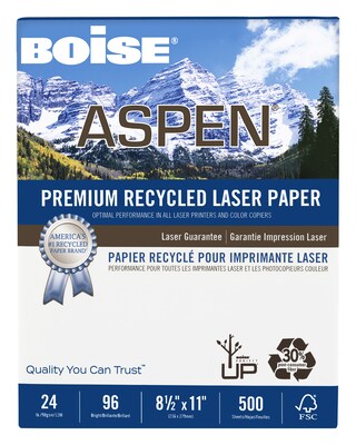 Boise ASPEN 8.5 x 11 Laser Paper, 24 lbs., 96 Brightness, 500 Sheets/Ream (CASBPL2411RC)