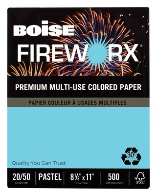 Boise Fireworx 8.5 x 11 Multipurpose Paper, 20 lbs.,Turbulent Turquoise, 500 Sheets/Ream (CASMP2201TT)