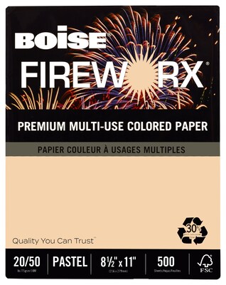 Boise FIREWORX Multipurpose Paper, 20 lbs., 8.5 x 11, Rat-a-Tat Tan, 500 Sheets/Ream (CASMP2201TN)