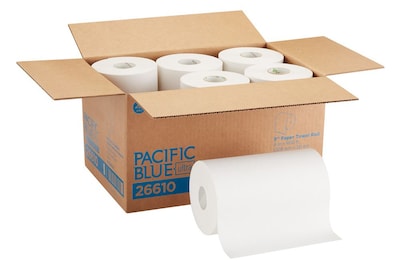 Pacific Blue Ultra Hardwound Paper Towels, 1-ply, 400 ft./Roll, 6 Rolls/Carton (26610)