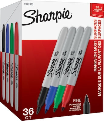 Sharpie Permanent Markers, Fine Tip, Assorted, 36/Pack (1921559