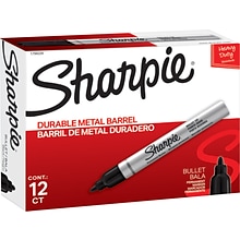 Sharpie Permanent Markers, Bullet Tip, Black, 12/Pack (1794229)