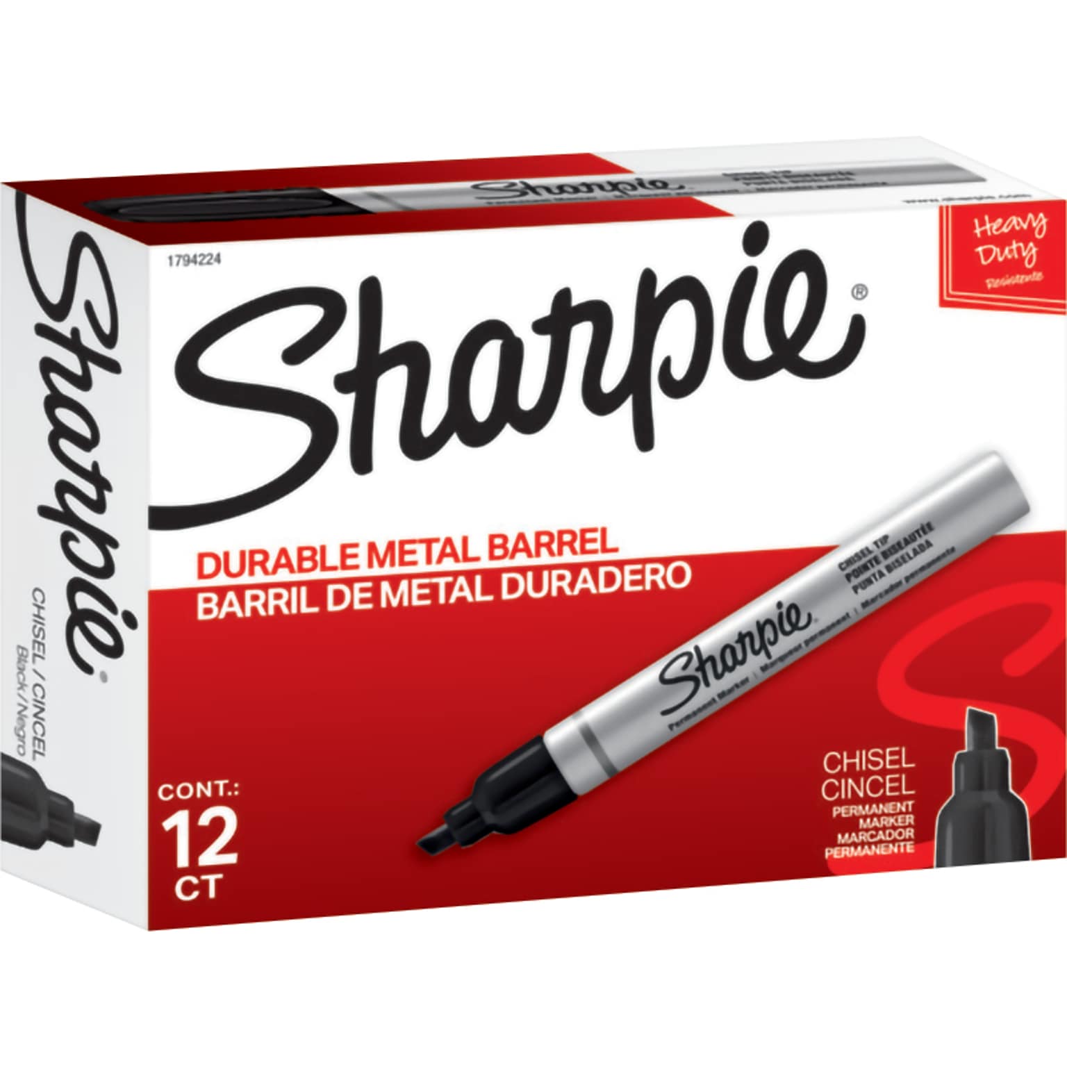 Sharpie PRO Permanent Markers, Chisel Tip, Black, 12/Pack (1794224)