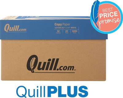 QuillPLUS Quill Brand® 8.5 x 11 Copy Paper, 20 lbs., 92 Brightness, 500 Sheets/Ream, 10 Reams/Carton (720222CT)