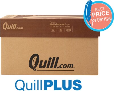 QuillPLUS Quill Brand® 8.5 x 11 Premium Multipurpose Paper, 20 lbs., 97 Brightness, 500 Sheets/Ream 10 Reams/Carton (X81120CT)