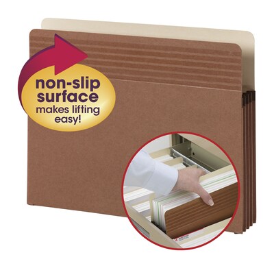 Smead Easy Grip Redrope File Pockets, 3-1/2" Expansion, Letter Size, Brown, 25/Box (73208)