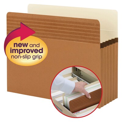 Smead Easy Grip Redrope File Pockets, 5.25 Expansion, Letter Size, Brown, 10/Box (73209)