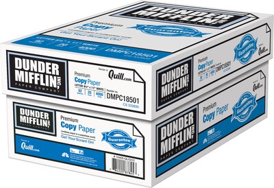 Dunder Mifflin Copy Paper, 8-1/2 x 11, 92 Bright, 20 LB, 8 Reams of 500 Sheets