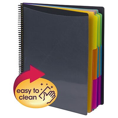 Smead 24 Pocket Poly Project Organizer, Gray w/ Bright Color Dividers (89206)