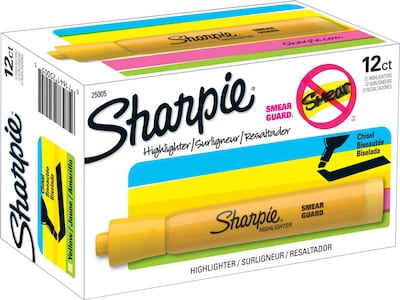 Sharpie Tank Highlighter, Chisel Tip, Yellow, Dozen (25005)