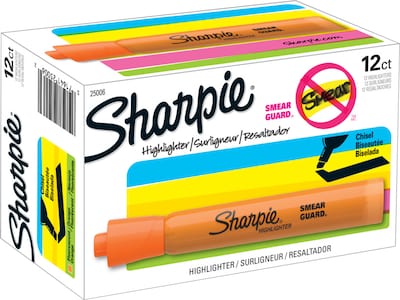 Sharpie Tank Highlighters, Chisel Tip, Orange, Dozen (25006)