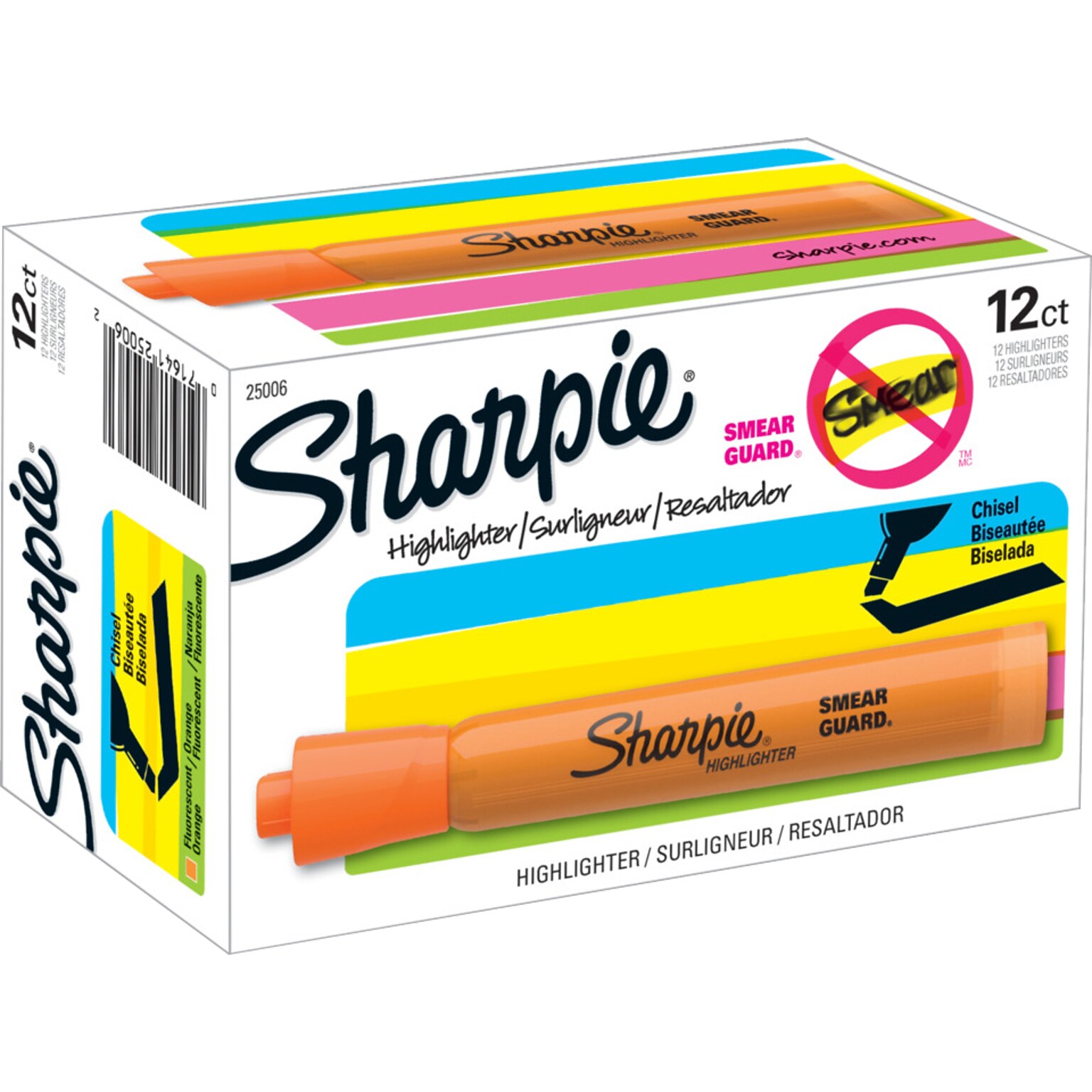 Sharpie Tank Highlighters, Chisel Tip, Orange, Dozen (25006)