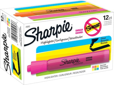 Sharpie Tank Highlighter, Chisel Tip, Assorted, Dozen (25053)