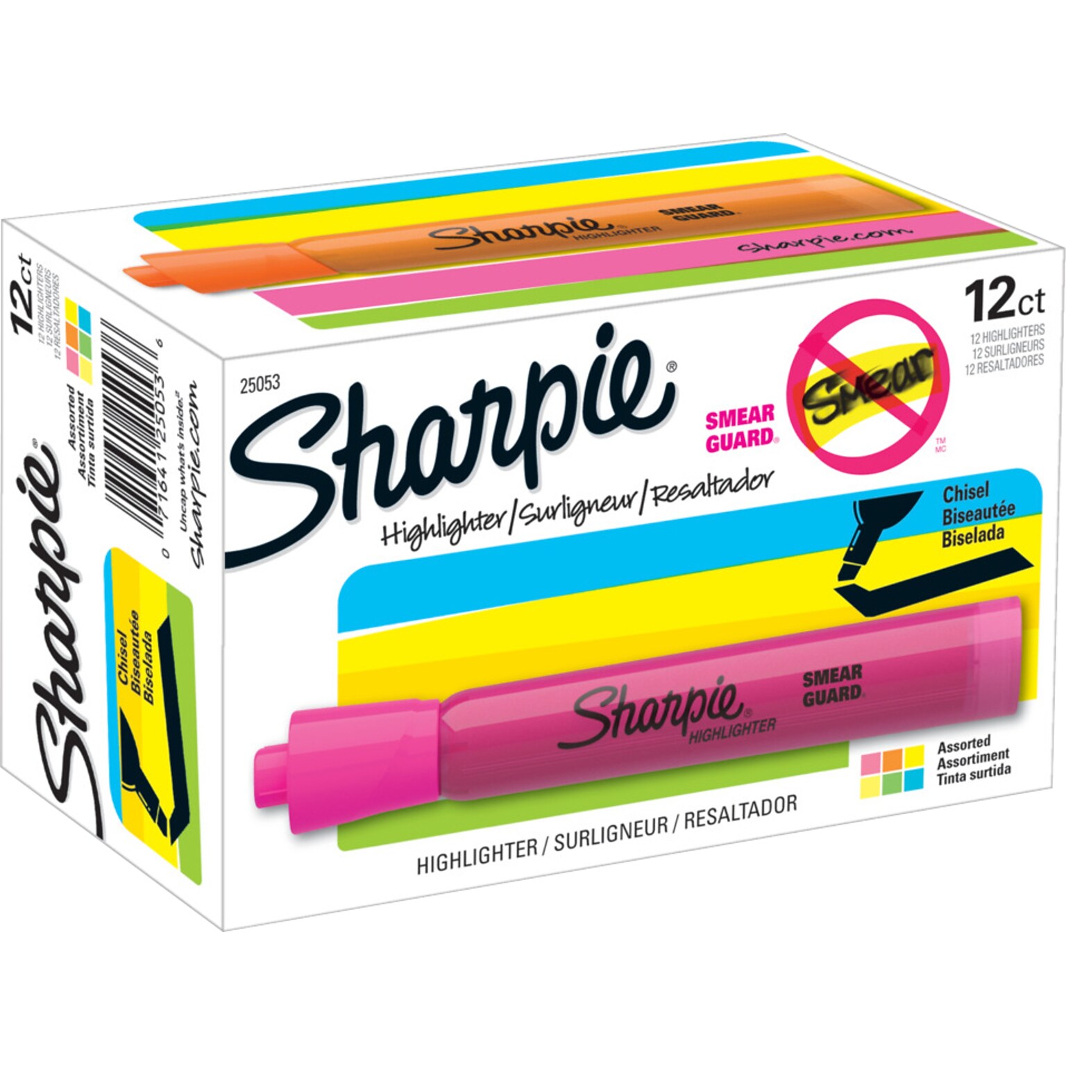 Sharpie Tank Highlighter, Chisel Tip, Assorted, Dozen (25053)