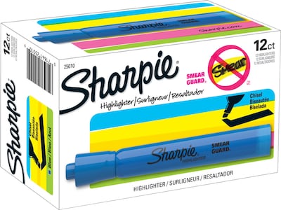 Sharpie Tank Highlighter, Chisel Tip, Fluorescent Blue, Dozen (25010)