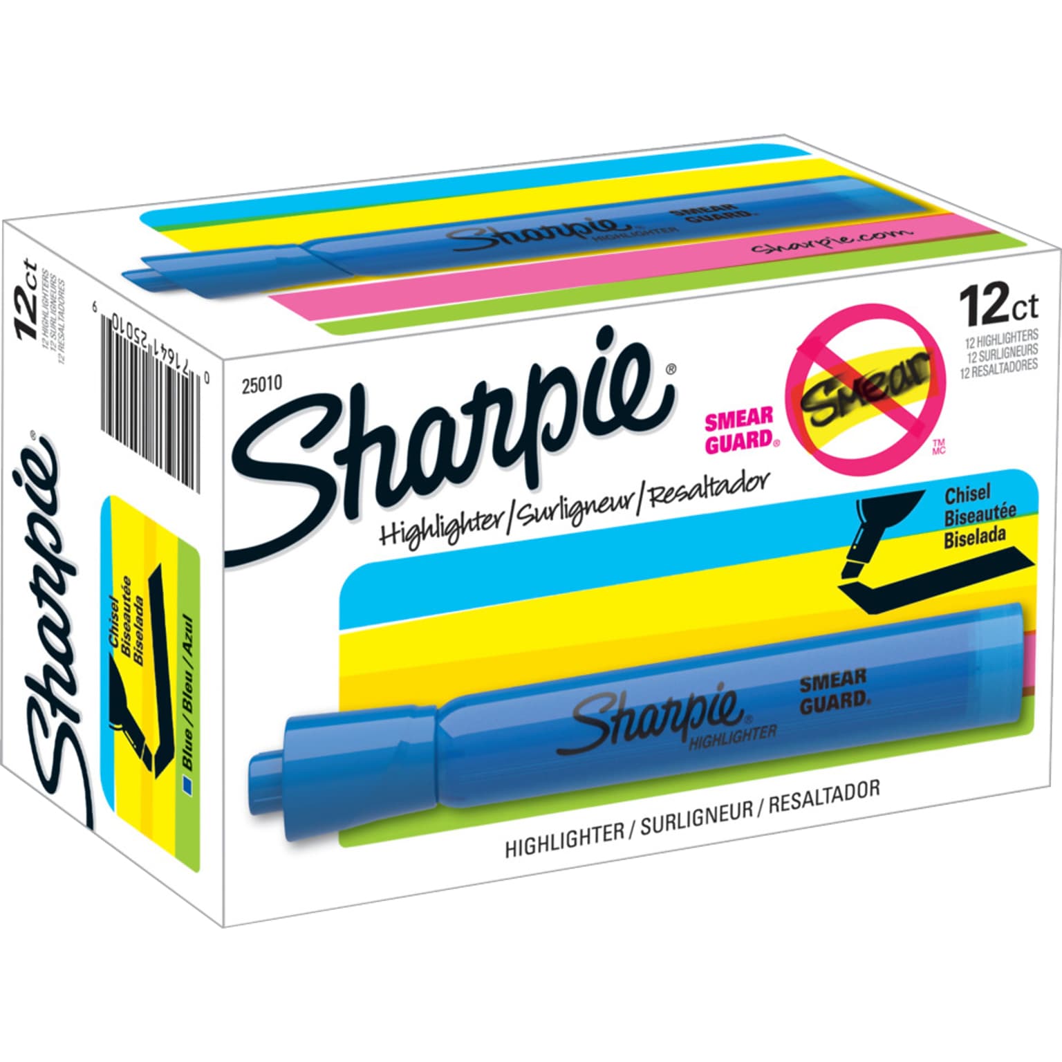 Sharpie Tank Highlighter, Chisel Tip, Fluorescent Blue, Dozen (25010)