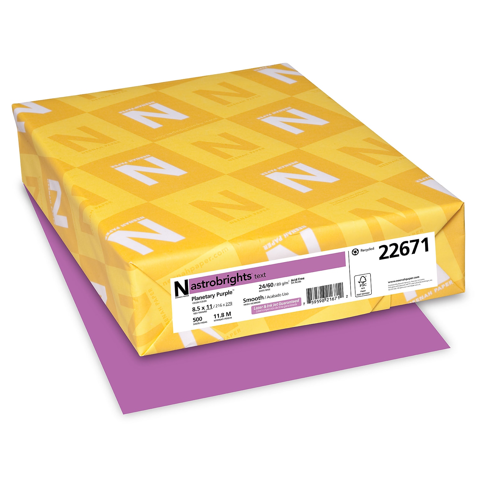 Astrobrights Colored Paper, 24 lbs., 8.5 x 11, Planetary Purple, 500 Sheets/Ream (22671)