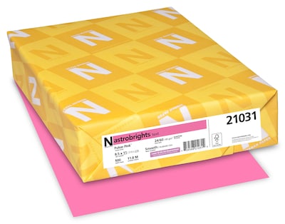 Astrobrights Colored Paper, 24 lbs., 8.5 x 11, Pulsar Pink, 500 Sheets/Ream (21031)