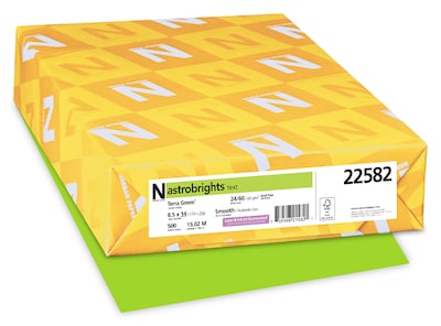 Astrobrights Colored Paper, 24 lbs., 8.5 x 14, Terra Green, 500 Sheets/Ream (22582)