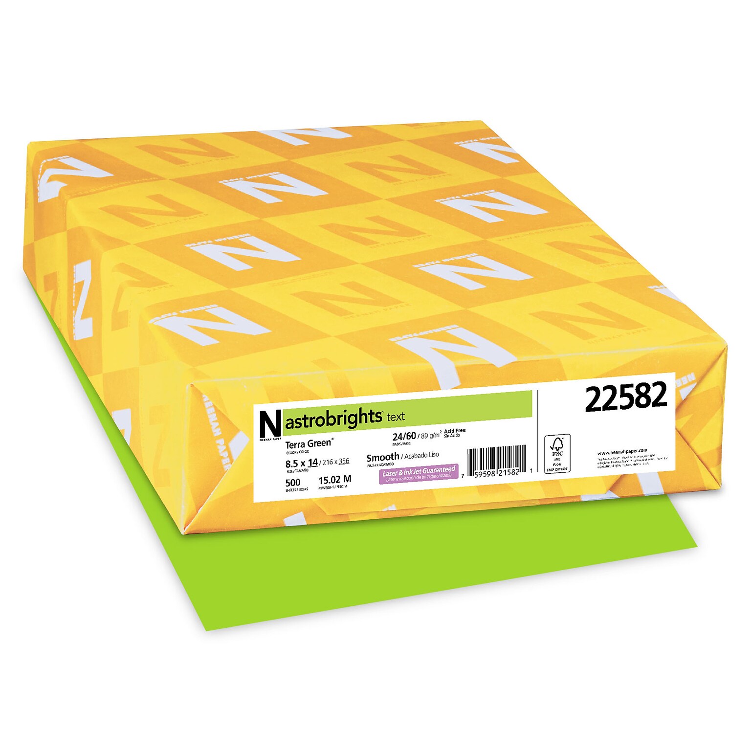 Astrobrights Colored Paper, 24 lbs., 8.5 x 14, Terra Green, 500 Sheets/Ream (22582)