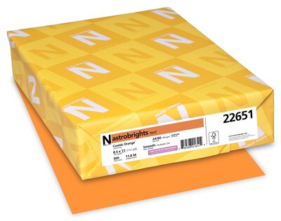 Astrobrights Colored Paper, 24 lbs., 8.5 x 11, Cosmic Orange, 500 Sheets/Ream (22651)