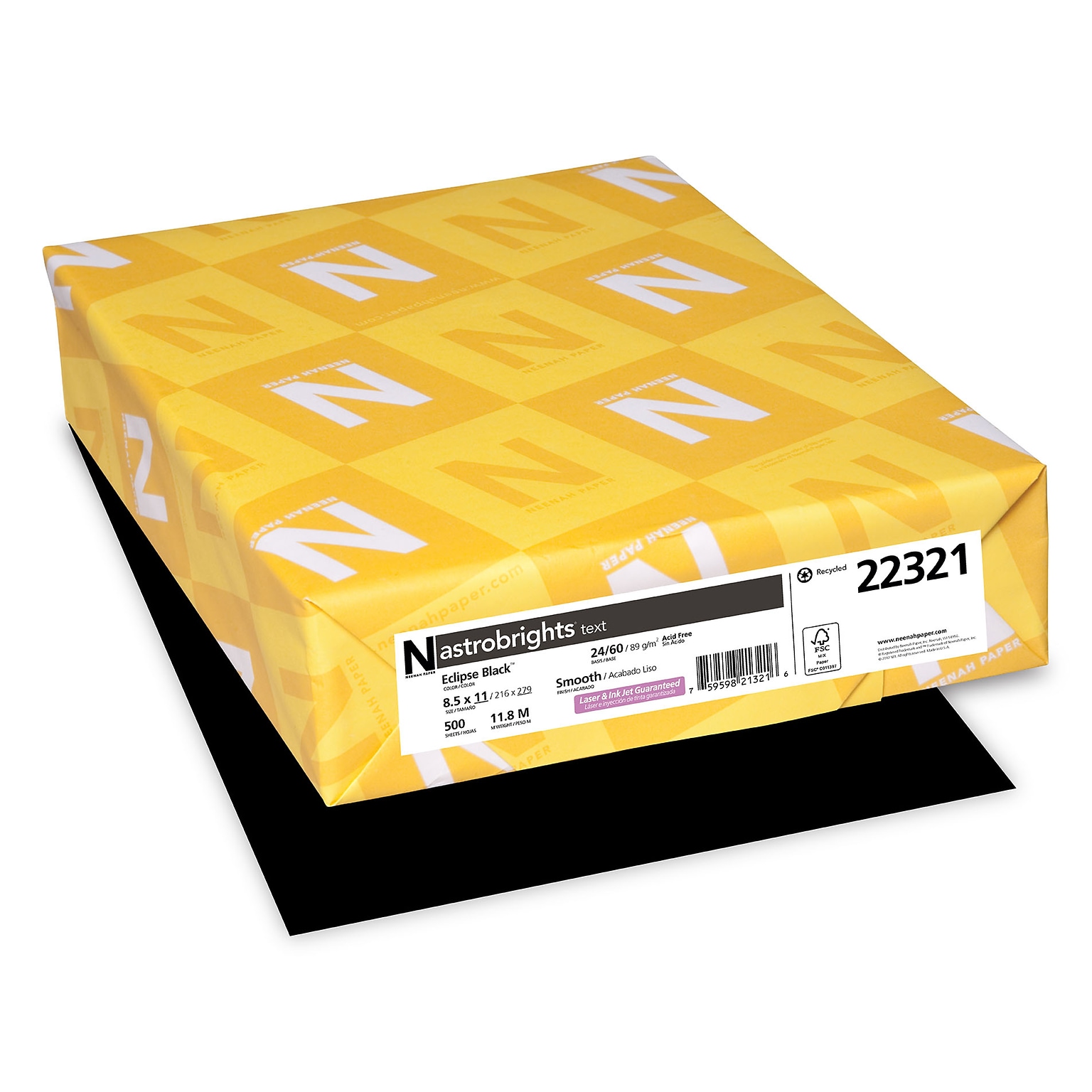 Astrobrights Colored Paper, 24 lbs., 8.5 x 11, Eclipse Black, 500 Sheets/Ream (22321)