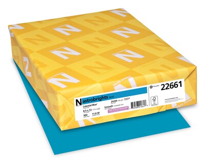 Astrobrights Colored Paper, 24 lbs., 8.5 x 11, Celestial Blue, 500 Sheets/Ream (22661)