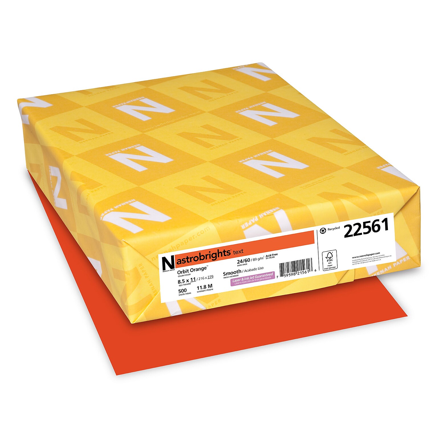 Astrobrights Colored Paper, 24 lbs., 8.5 x 11, Orbit Orange, 500 Sheets/Ream (22561)