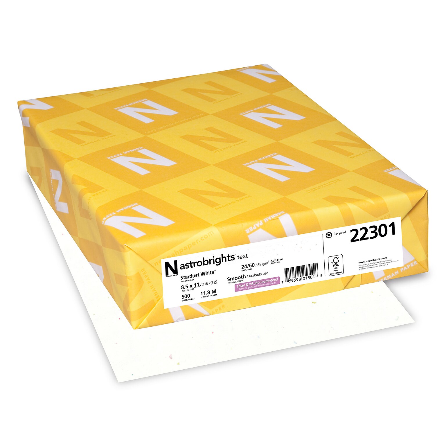 Astrobrights Colored Paper, 24 lbs., 8.5 x 11, Starburst White, 500 Sheets/Ream (22301)