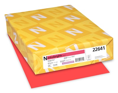 Astrobrights Colored Paper, 24 lbs., 8.5 x 11, Rocket Red, 500 Sheets/Ream (22641)