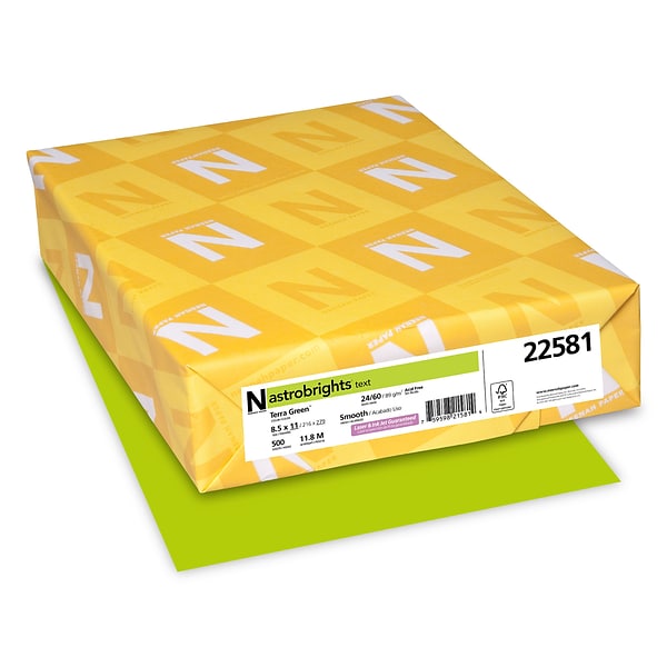 Astrobrights Colored Paper, 24 lbs., 8.5 x 11, Terra Green, 500 Sheets/Ream (22581/21588)