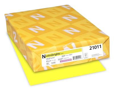 Astrobrights Colored Paper, 24 lbs., 8.5 x 11, Lift-Off Lemon, 500 Sheets/Ream (21011)