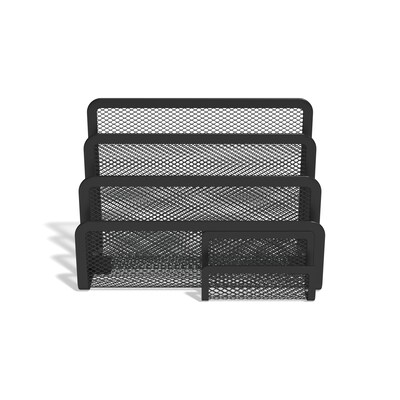 TRU RED™ 4-Compartment Wire Mesh Letter Holder, Matte Black (TR57562)