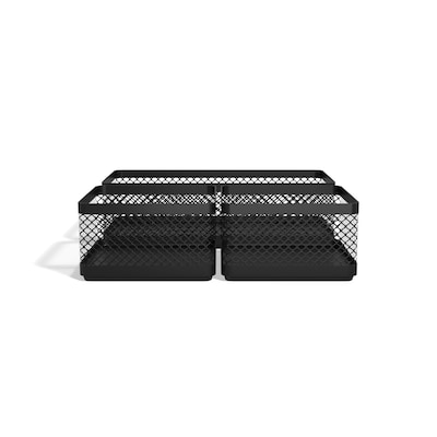 TRU RED™ 3-Compartment Stackable Wire Mesh Desk Organizer, Matte Black (TR57547)