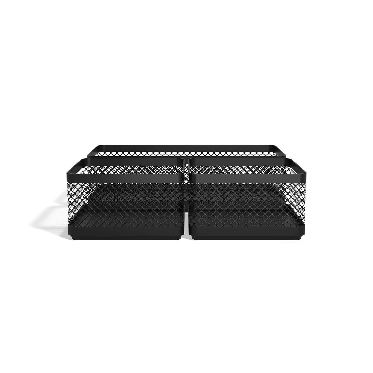 TRU RED™ 3-Compartment Stackable Wire Mesh Desk Organizer, Matte Black (TR57547)