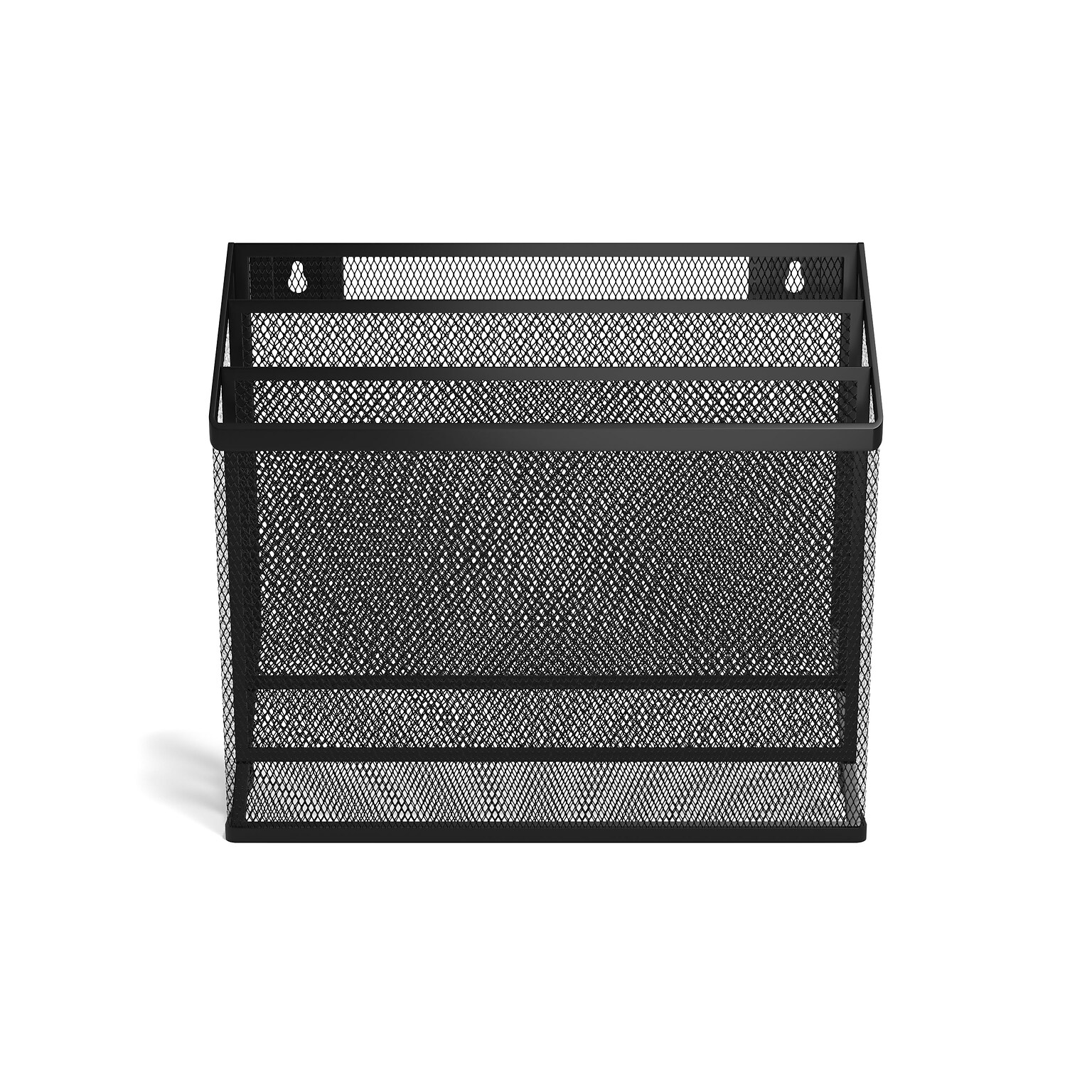 TRU RED™ 3-Compartment Wire Mesh File Organizer, Matte Black (TR57553)