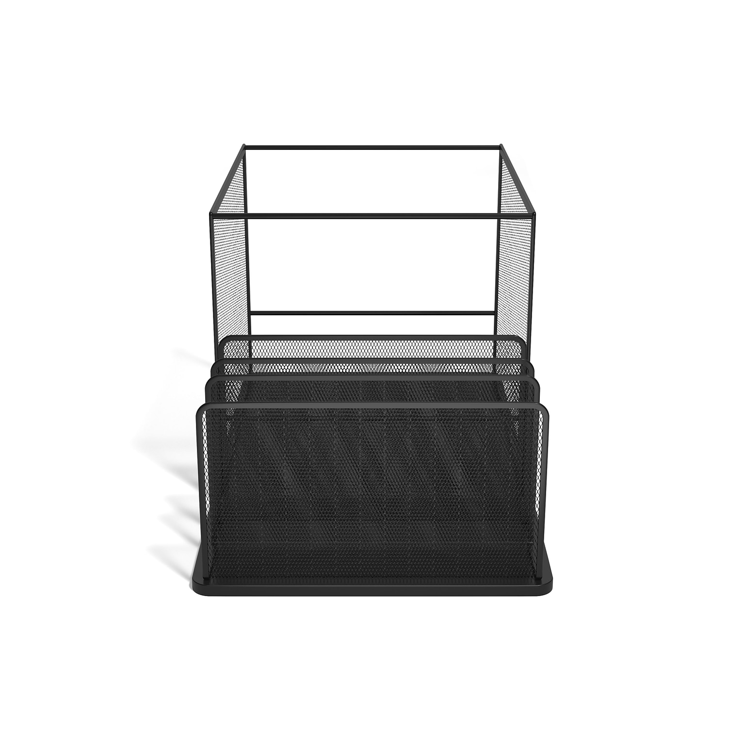 TRU RED™ 4-Compartment Wire Mesh File Organizer, Matte Black (TR57536)