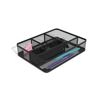 TRU RED™ 7 Compartment Mesh Drawer Organizer, Matte Black (TR57544)