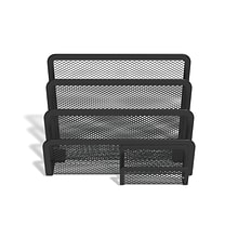 TRU RED™ 4-Compartment Wire Mesh Letter Holder, Matte Black (TR57562)