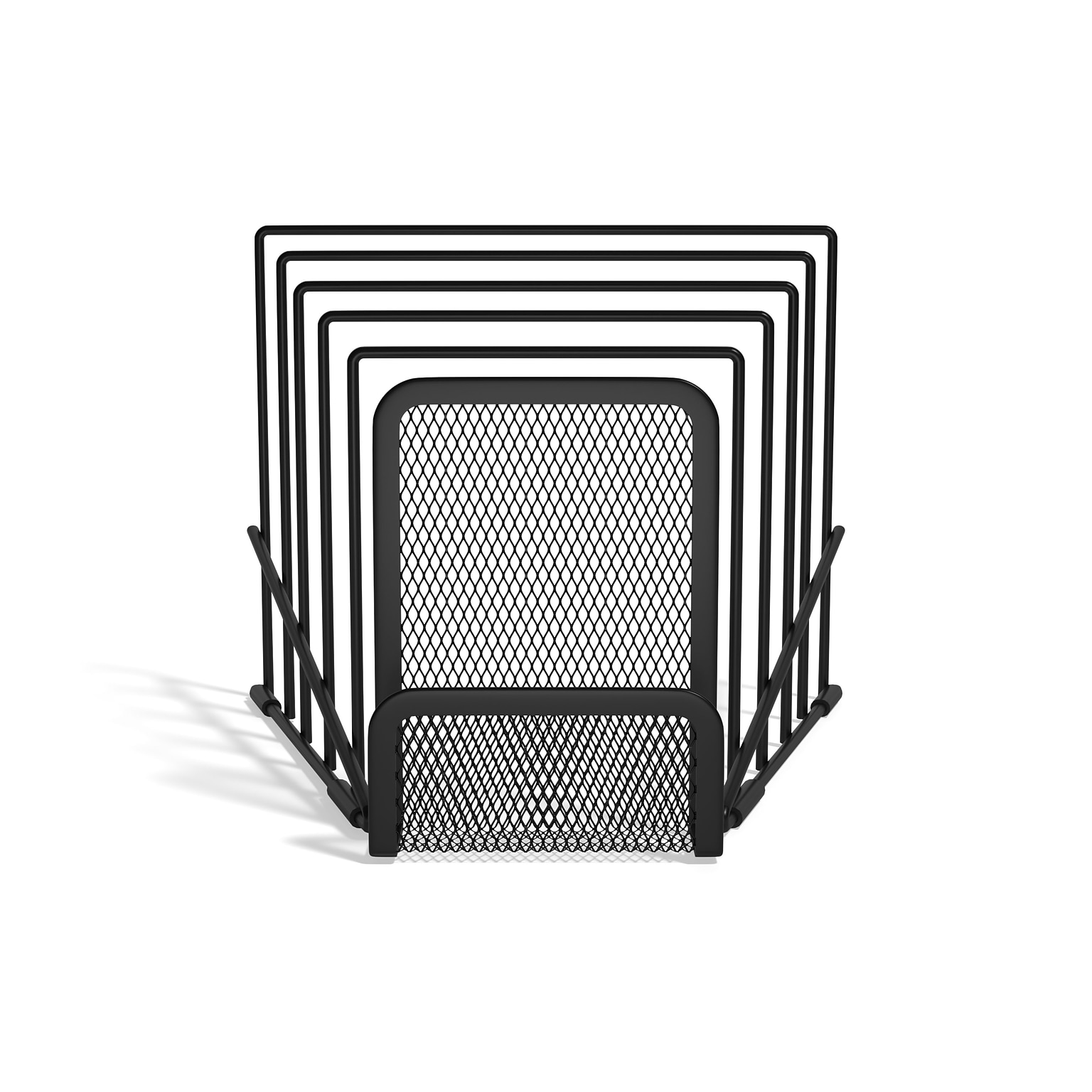 TRU RED™ 6-Compartment Wire Mesh Letter Holder, Matte Black (TR57561)