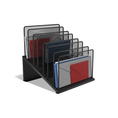 TRU RED™ 7-Compartment Metal Mesh File Organizer,  Matte Black (TR57559)