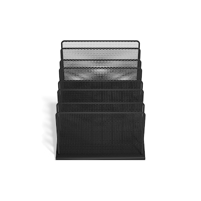 TRU RED™ 7-Compartment Metal Mesh File Organizer,  Matte Black (TR57559)