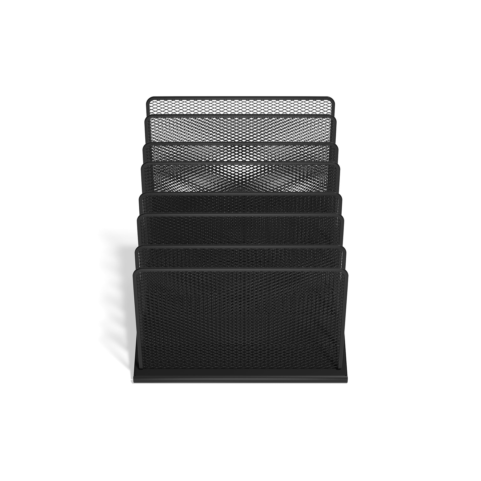 TRU RED™ 7-Compartment Metal Mesh File Organizer,  Matte Black (TR57559)