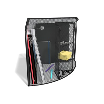 TRU RED™ 4-Compartment Wire Mesh Corner Organizer, Matte Black (TR57976)