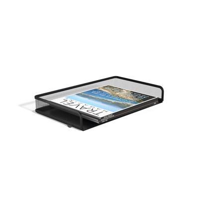 TRU RED™ Side Load Stackable Metal Letter Tray, Legal size, Matte Black (TR57564)