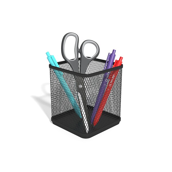 TRU RED™ Stackable Wire Mesh Regular Pencil Holder, Matte Black (TR57575)