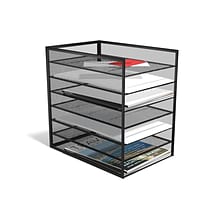 TRU RED™ 6-Compartment Metal Mesh File Organizer, Matte Black (TR57565)