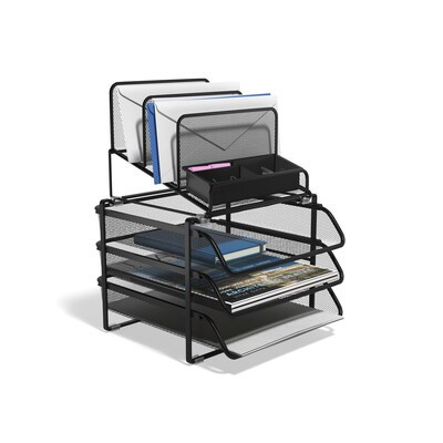 TRU RED™ All-In-One 10-Compartment Wire Mesh Compartment Storage, Matte Black (TR57530)