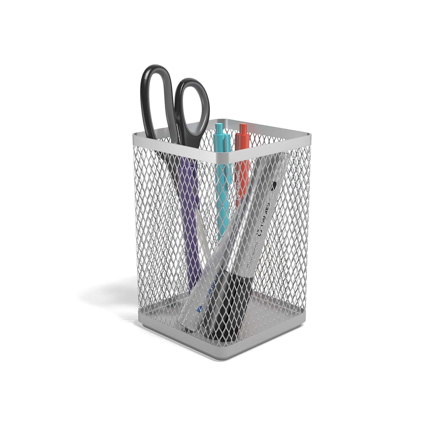TRU RED™ Stackable Wire Mesh Pen Holder, Silver (TR57574-CC)