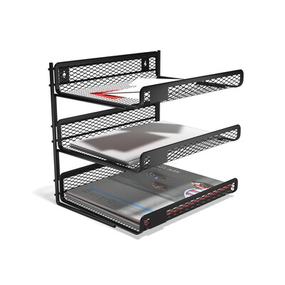 TRU RED™ 3-Compartment Metal Mesh File Organizer, Matte Black (TR57556)